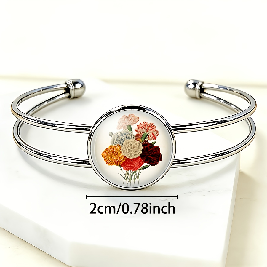 Women's Multicolored Floral Pattern Adjustable Open Bangle
